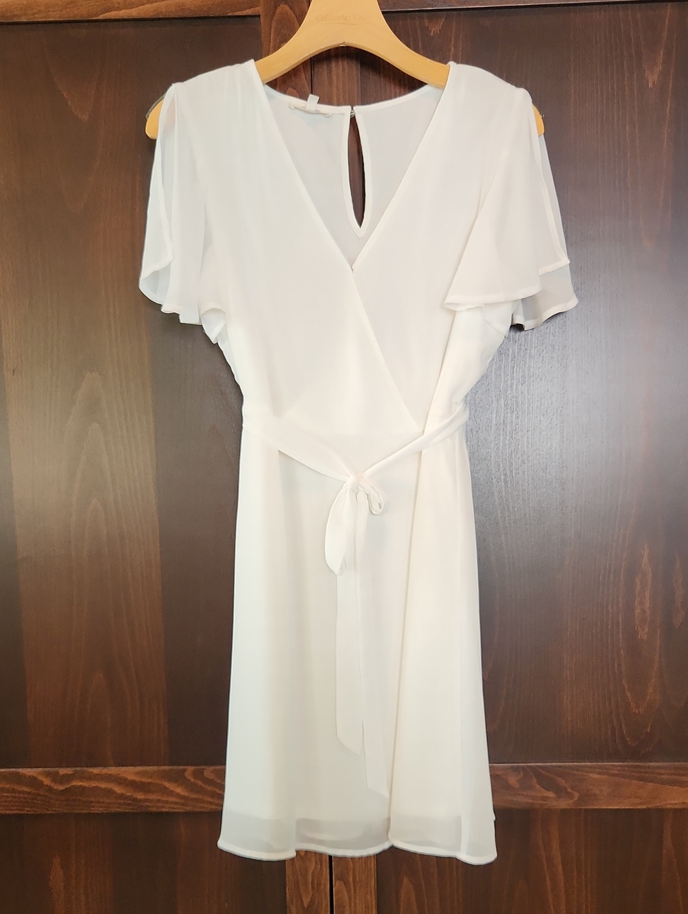 Maurices White Wrap Mini Dress with Flutter Sleeves